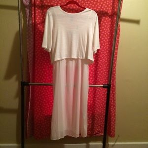 Forever 21 sheer cream white two piece dress
